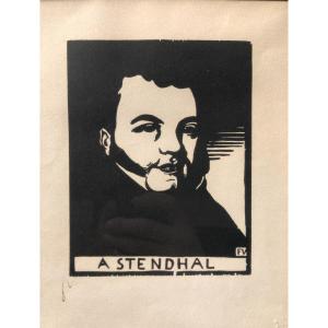 Engraved Wood - Portrait Of Stendhal - Felix Vallotton 