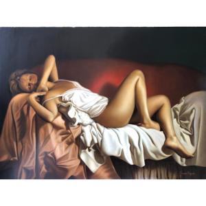 Hyperrealism, Belgium, Female Nude, Pierre Roger, Oil On Panel