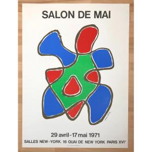 Lithographic Poster, Salon De Mai, Man Ray, Delaunay, Surrealism, 1971