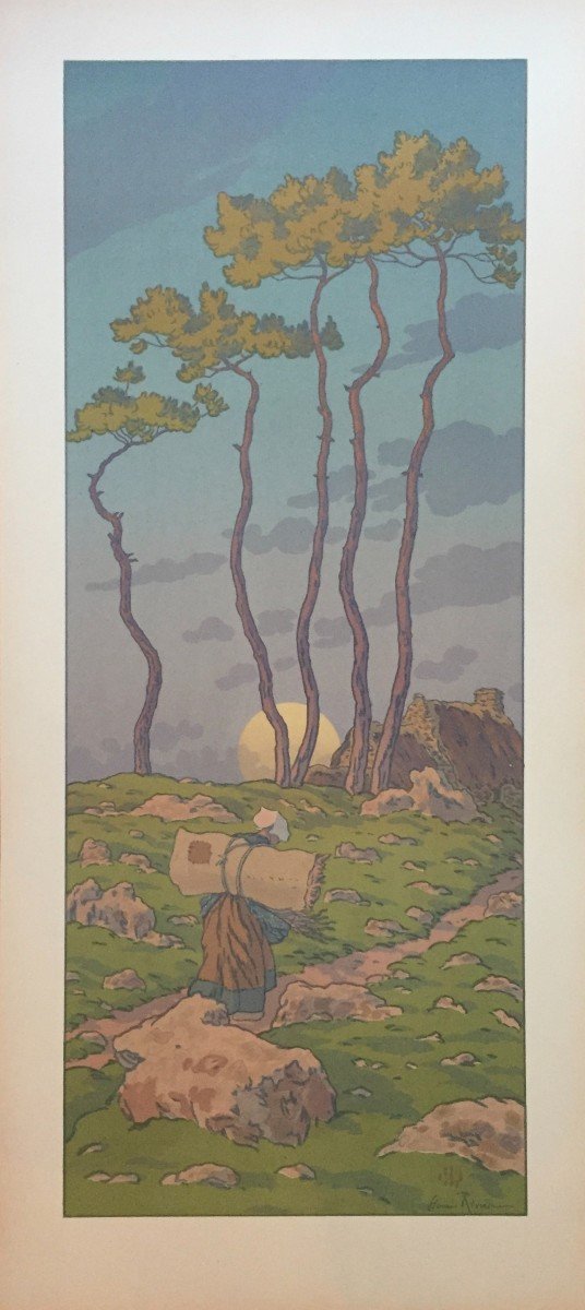 Henri Rivière (1864-1951), La Pleine Lune,  lithographie en douze couleurs,  1902