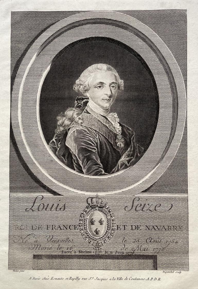 Charles-eugène Duponchel (1748 -?), Portrait Of Louis XVI, Etching And Engraving