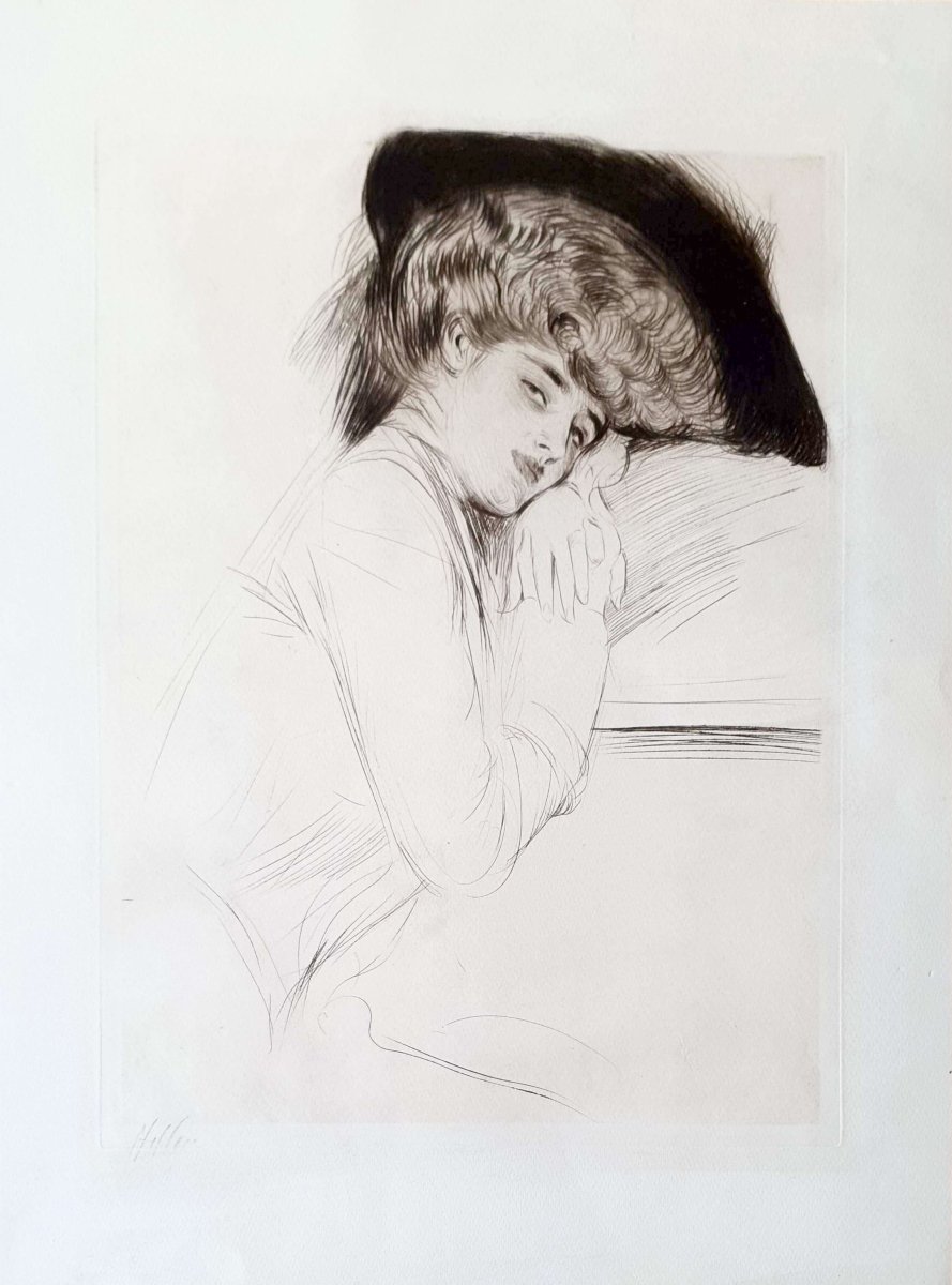 Paul César Helleu, Woman In A Black Hat-photo-2