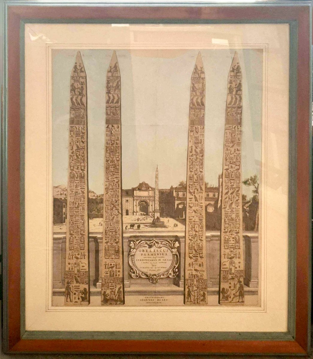 Pierre Mortier, Set Of Three Engravings: Obelisks Barberinus, Flaminius And Verunus-photo-2