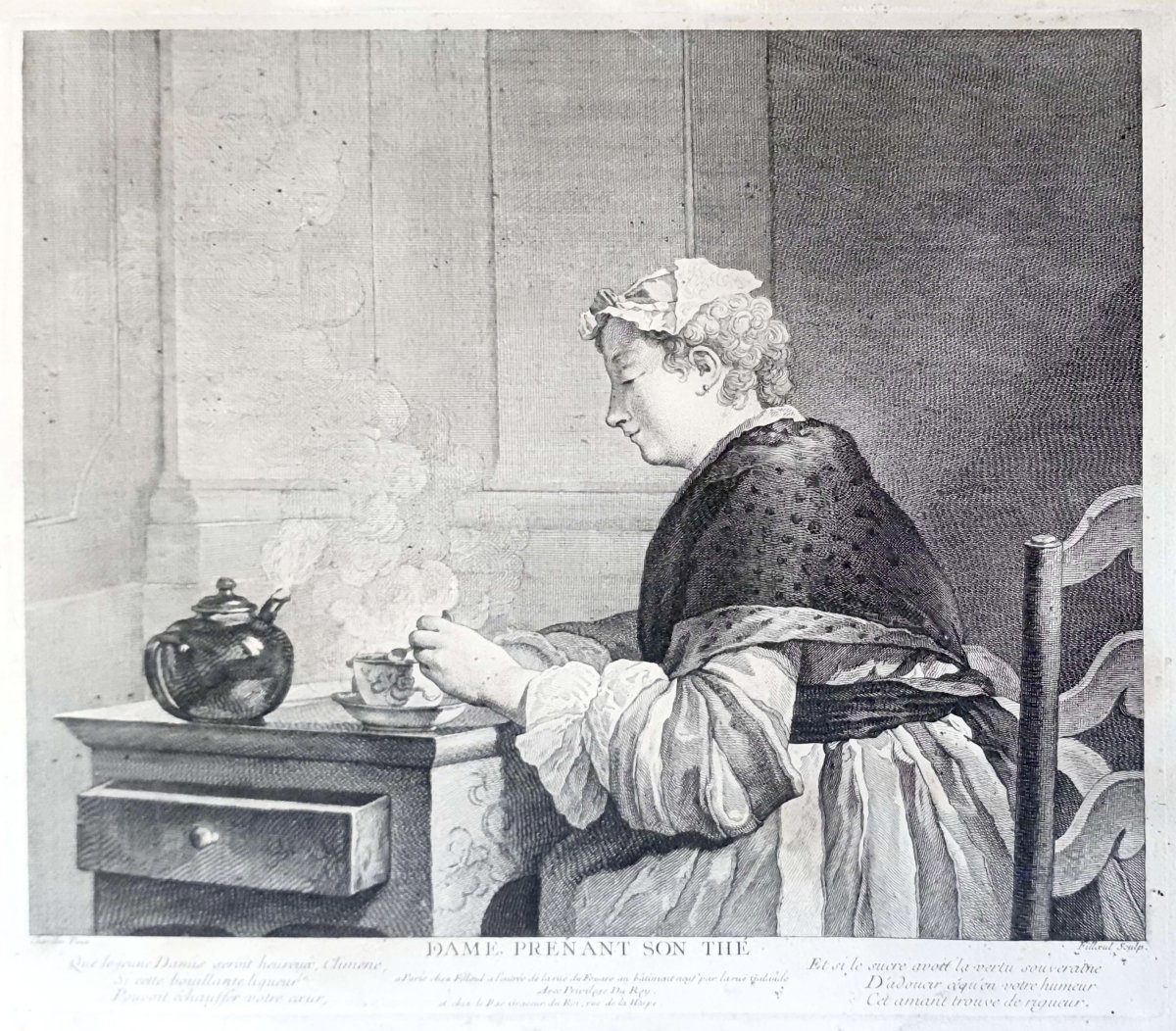 P. Filloeul d'après Chardin, Dame prenant son thé