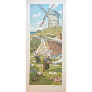 Henri Rivière (1864-1951), The Wind, Lithograph In Twelve Colors, 1901