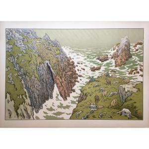 Henri Rivière (1864-1951),  La Falaise,  Lithographie En Douze Couleurs,  1897