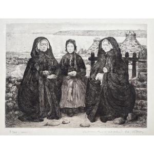 Charles Cottet (1863 - 1925)  Deuil marin,  eau-forte et aquatinte,  1906
