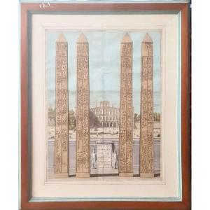 Pierre Mortier, Set Of Three Engravings: Obelisks Barberinus, Flaminius And Verunus