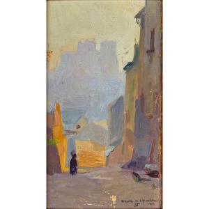 Jules Ponceau (1881-1961), Nantes At Sunset, 1909, Oil On Cardboard