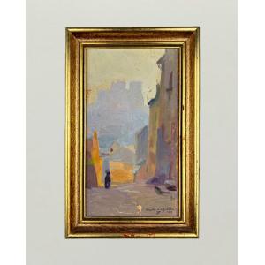 Jules Ponceau (1881-1961), Nantes At Sunset, 1909, Oil On Cardboard