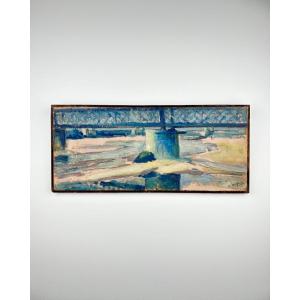 Charles Malfray (1887-1940), Pont sur la Loire, huile sur carton marouflée sur panneau