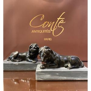 Pair Of Bronze Lions