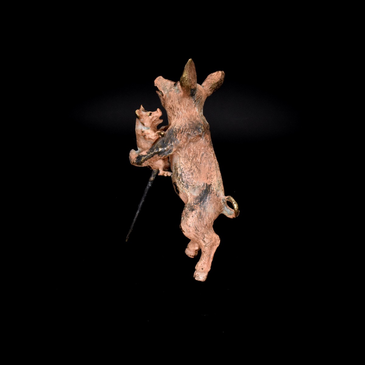 Pig With A Walking Stick Carrying Its Piglet, Viennese Bronze, Bergmann, Late 19th Century-photo-3