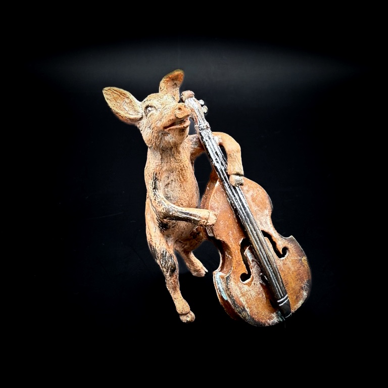 Cochon à La Contrebasse – Bronze De Vienne Fin XIXe / Début XXe Siècle - Atelier Bergmann