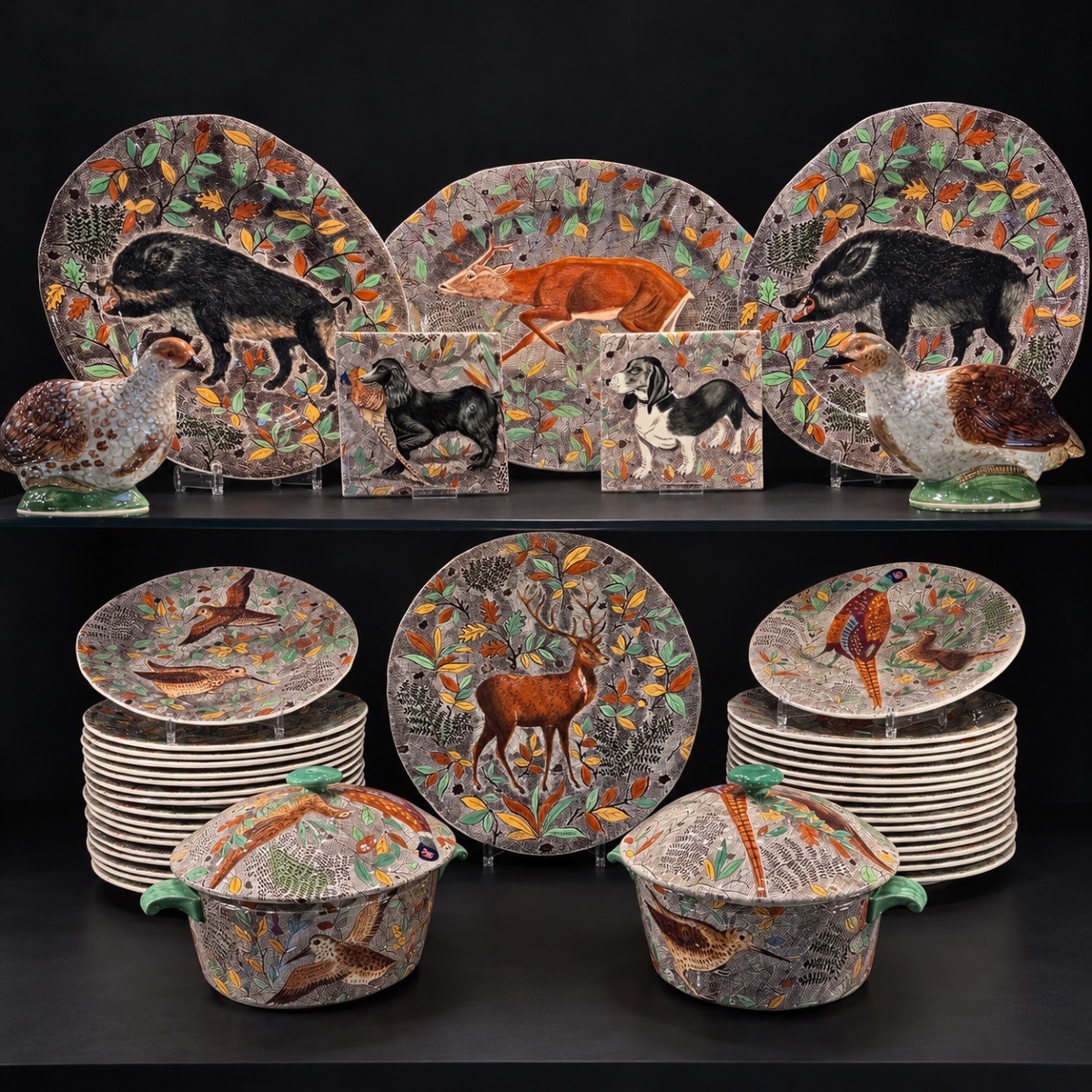 Large “rambouillet” Dinner Service For 18 - Jean Bertholle For Gien