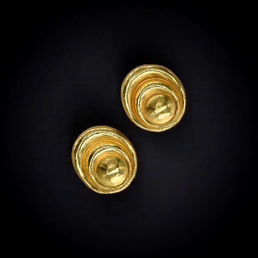 Lalaounis – Carved Gold Earrings, Greek Work-photo-3