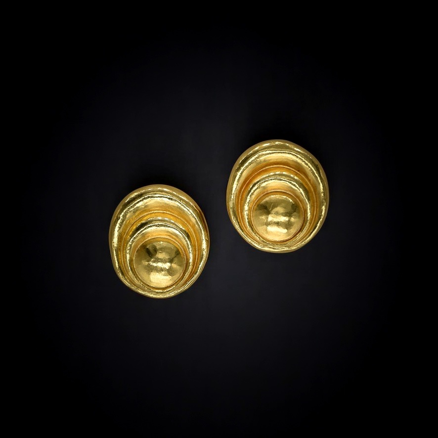 Lalaounis – Boucles d’oreilles en or sculpté, Travail Grec-photo-2