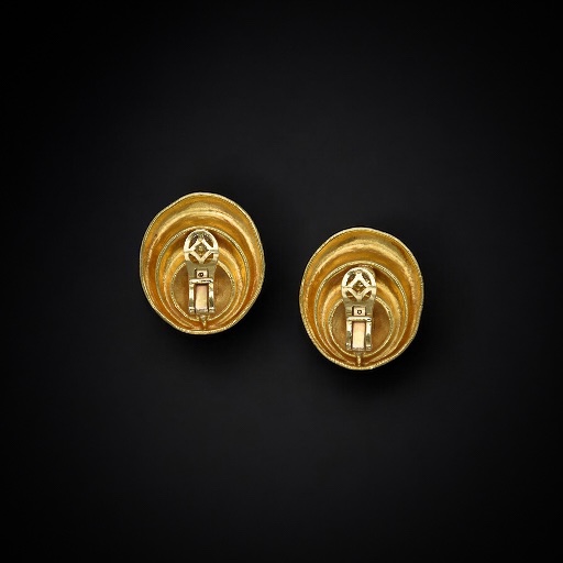 Lalaounis – Carved Gold Earrings, Greek Work-photo-1