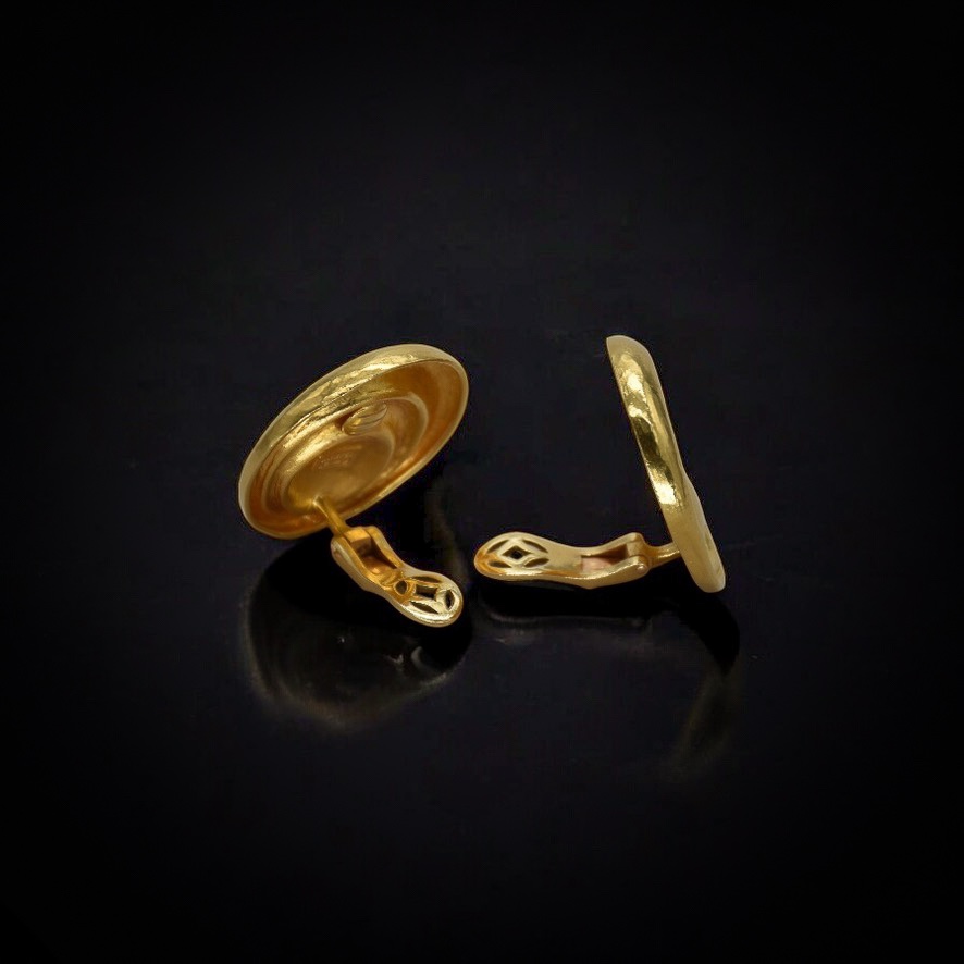 Lalaounis – Carved Gold Earrings, Greek Work-photo-3
