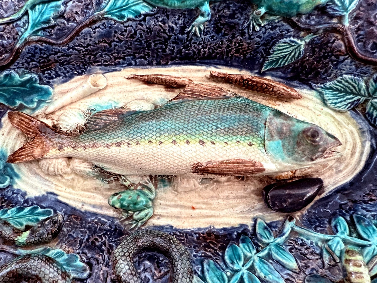 Palissy-style Oval Platter – Ecole De Tours, 19th Century-photo-3