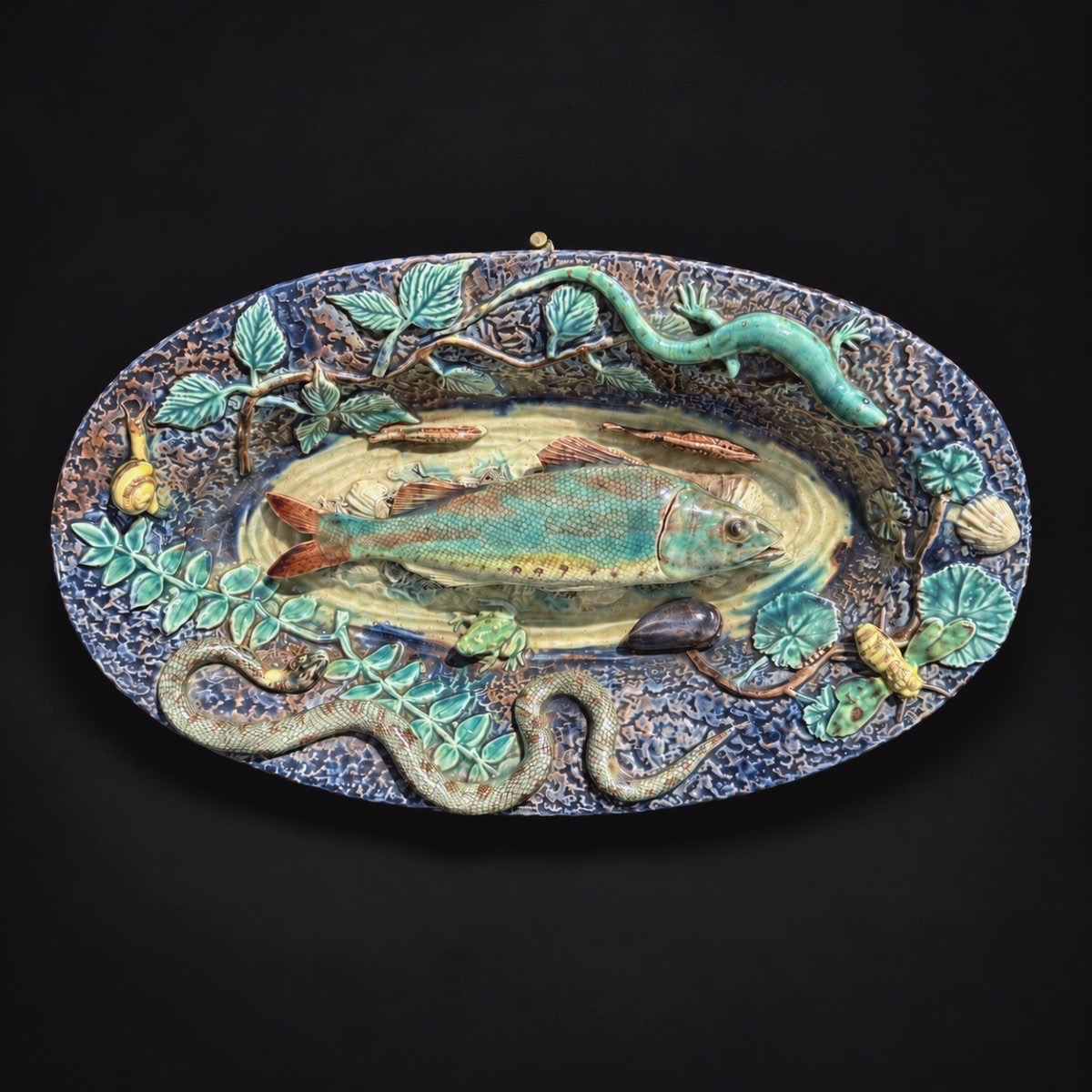 Paire de petits plats en terre vernissée polychrome - École de Paris, XIXème siècle-photo-2