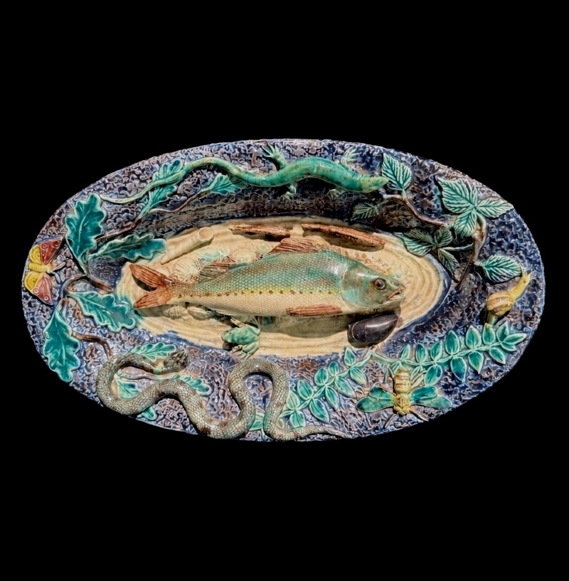 Paire de petits plats en terre vernissée polychrome - École de Paris, XIXème siècle-photo-3