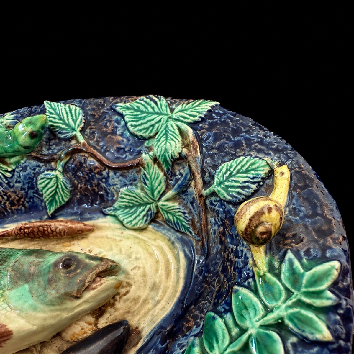 Paire de petits plats en terre vernissée polychrome - École de Paris, XIXème siècle-photo-1