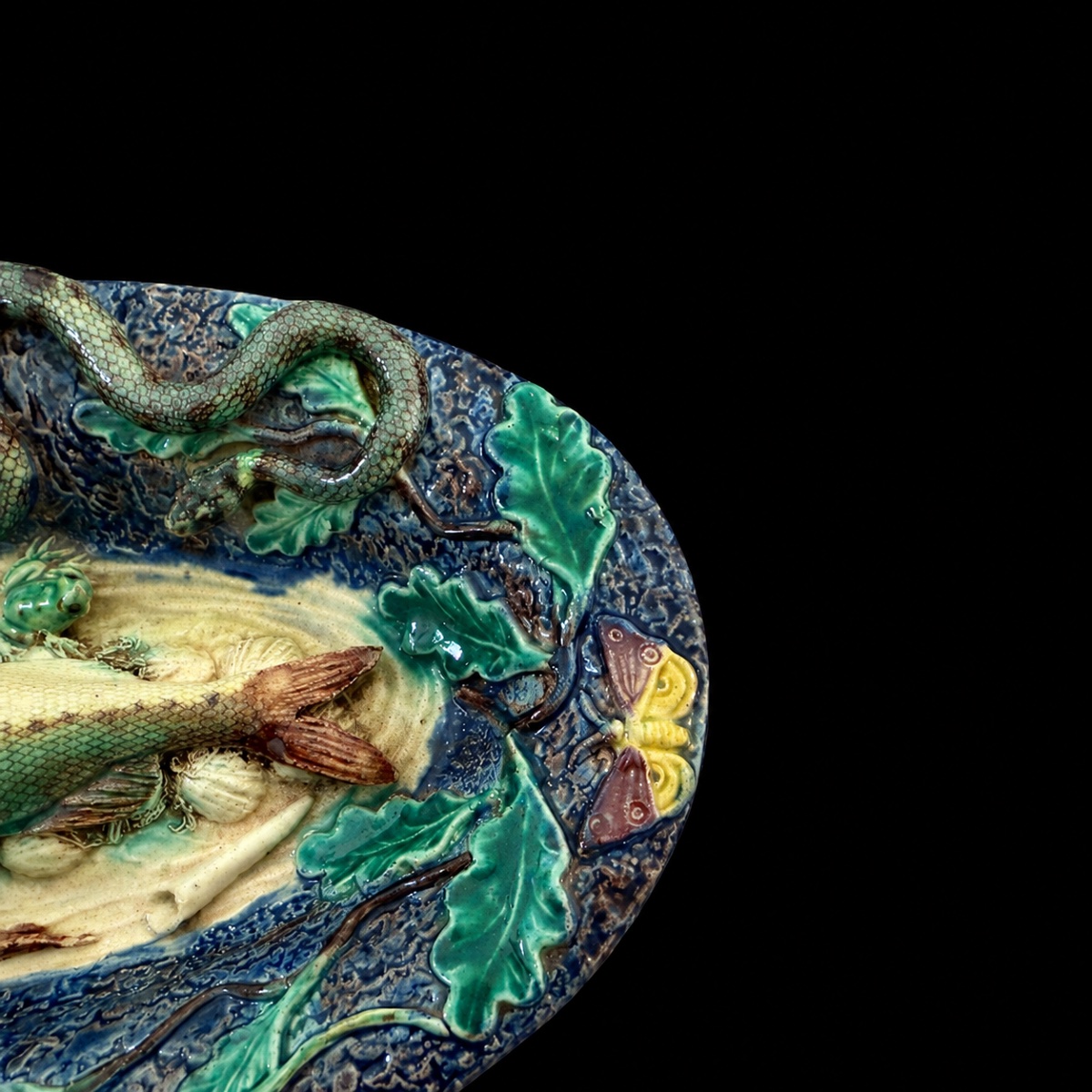 Paire de petits plats en terre vernissée polychrome - École de Paris, XIXème siècle-photo-5