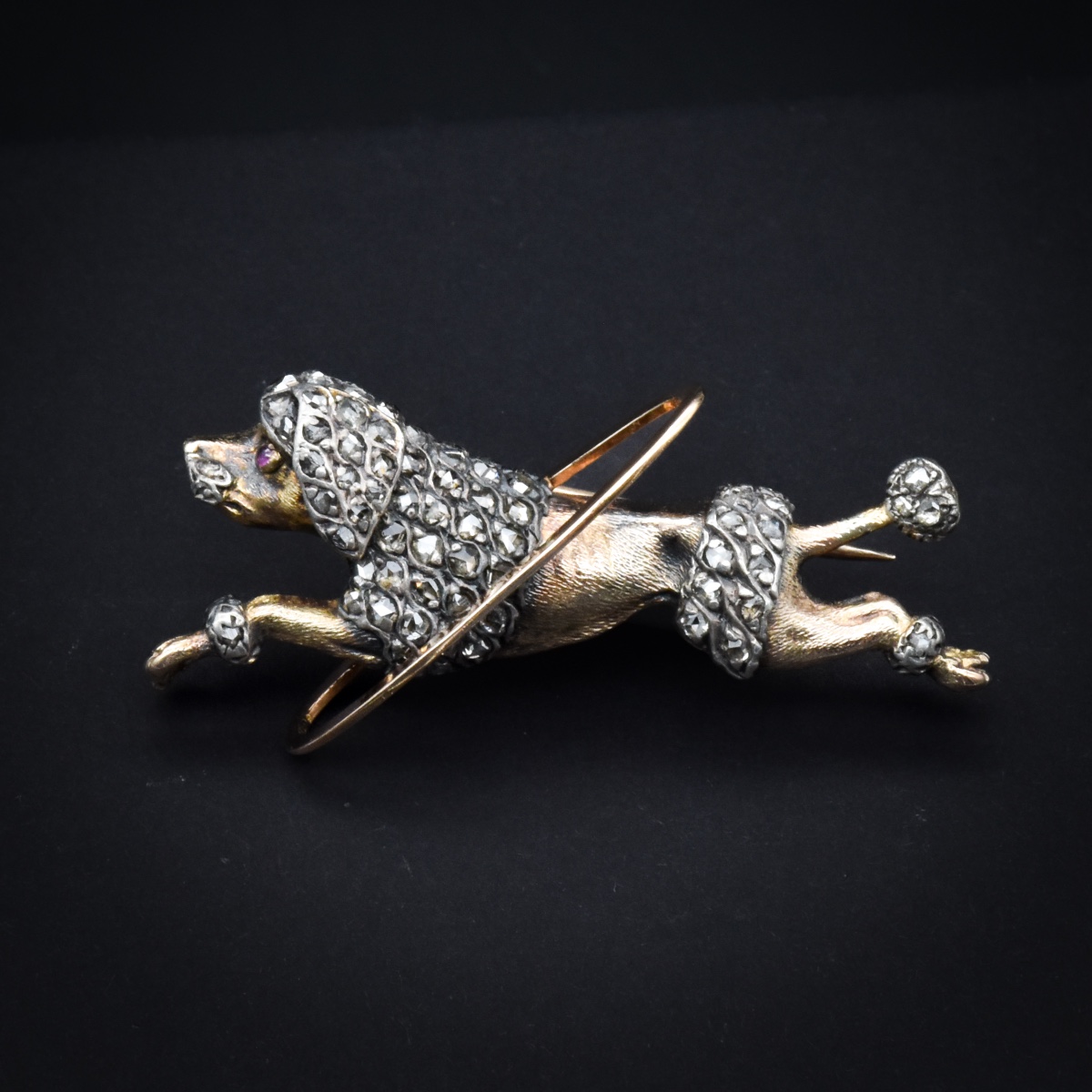 Broche caniche au cerceau – France, fin XIXe siècle-photo-2