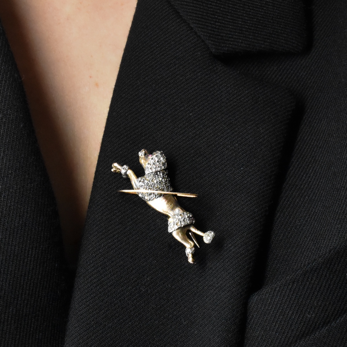 Broche caniche au cerceau – France, fin XIXe siècle-photo-3