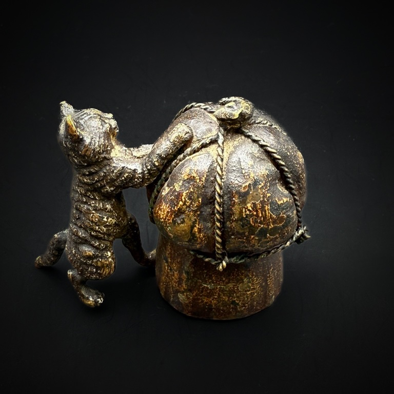 The Cat And The Mouse With The Champagne Cork - Vienna Bronze, Late 19th Century-photo-2