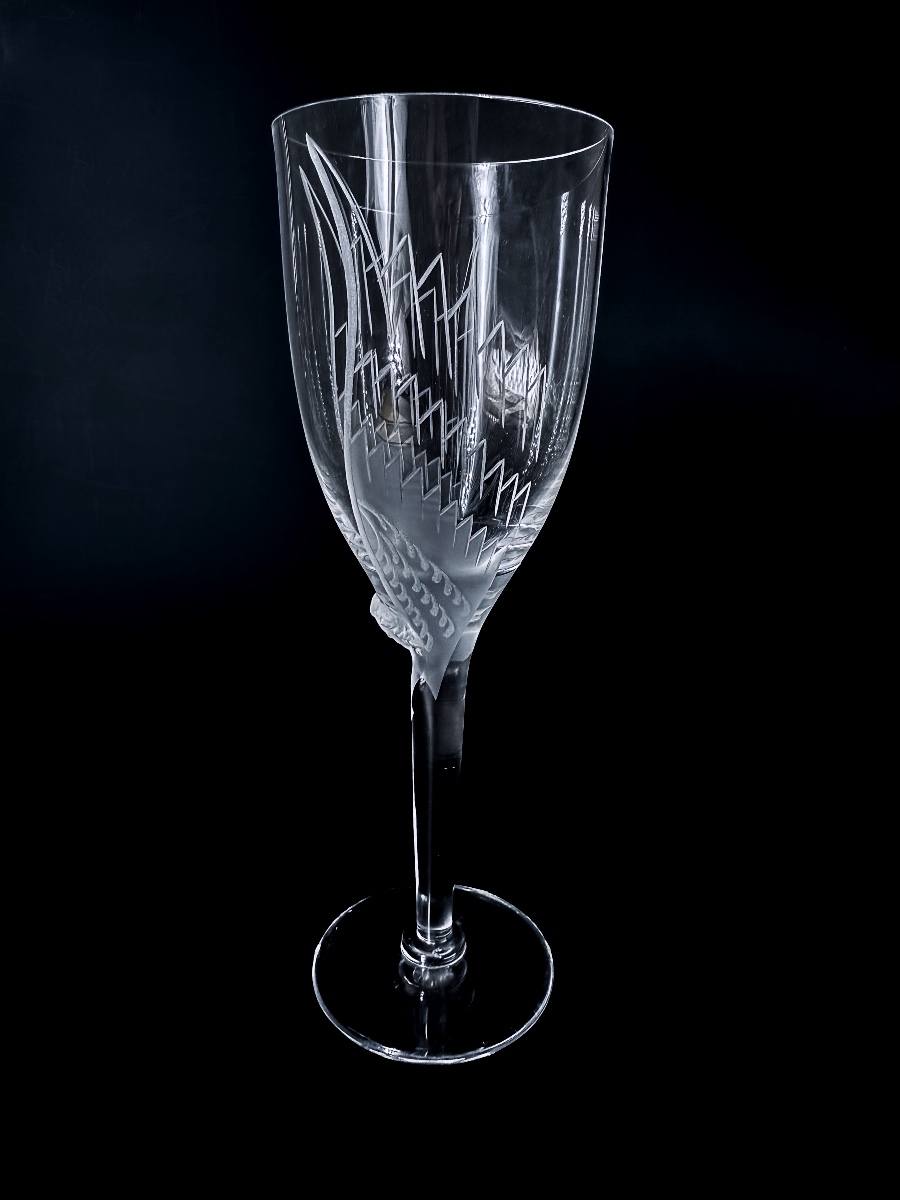 Service de 6 coupes à champagne en cristal, Modèle « Ange », Lalique France-photo-4