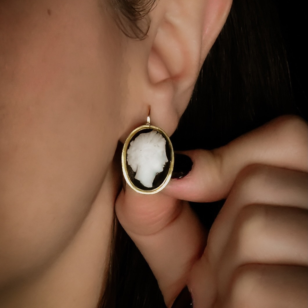 Boucles d’oreilles avec camées féminins-photo-2