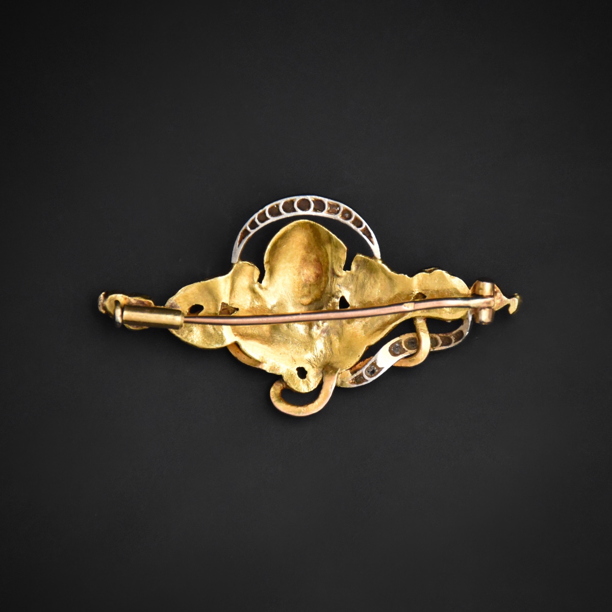 Broche Art Nouveau à visage de femme - Travail français-photo-1