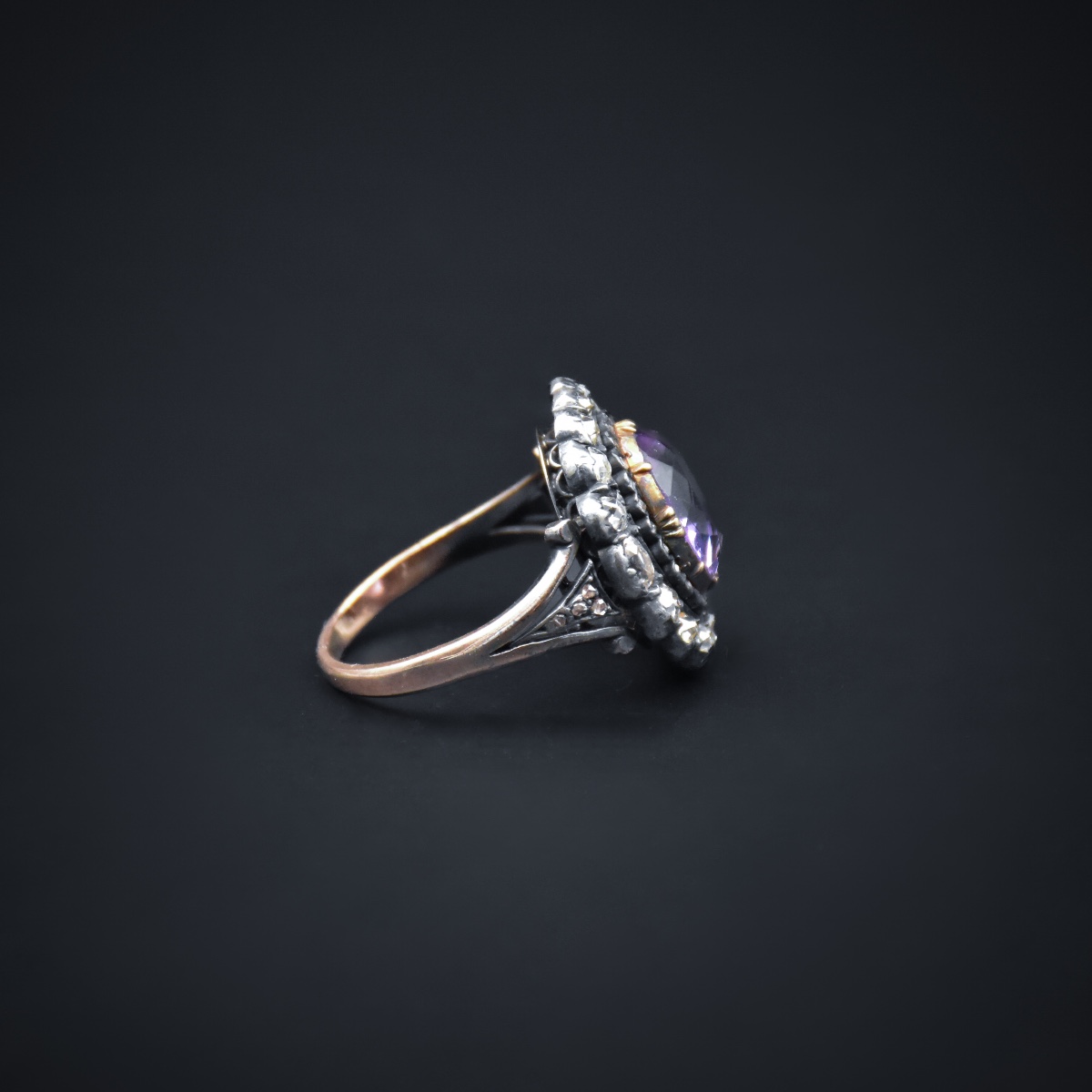 Bague améthyste et diamants - Travail fin du XIXe siècle-photo-4
