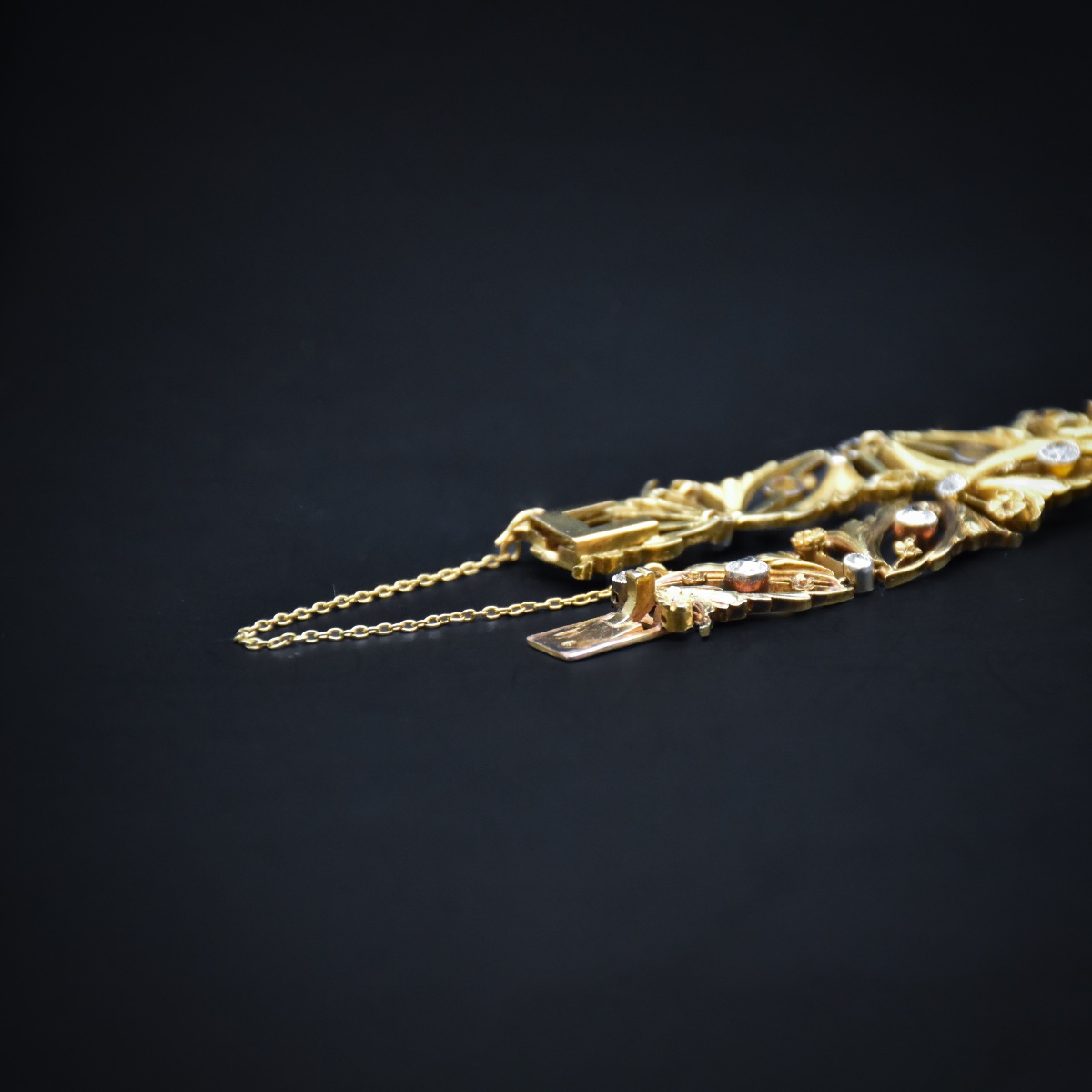 Gold And Diamond Bracelet, Work Circa 1900-photo-3