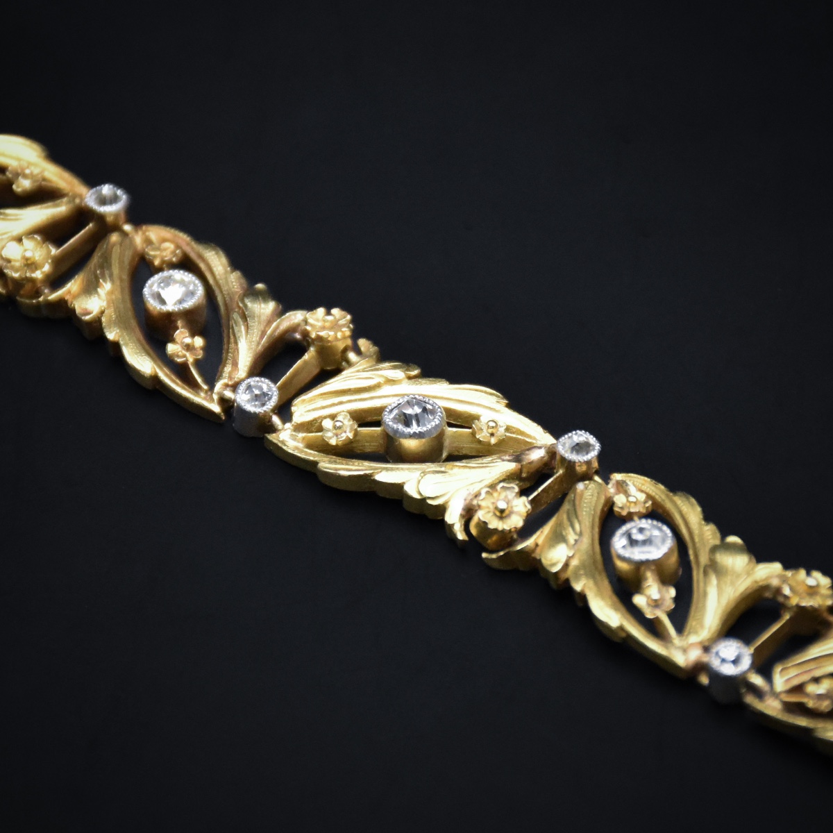 Gold And Diamond Bracelet, Work Circa 1900-photo-4