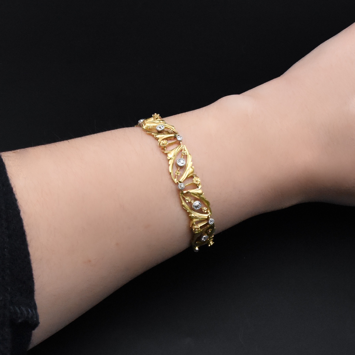 Gold And Diamond Bracelet, Work Circa 1900-photo-1