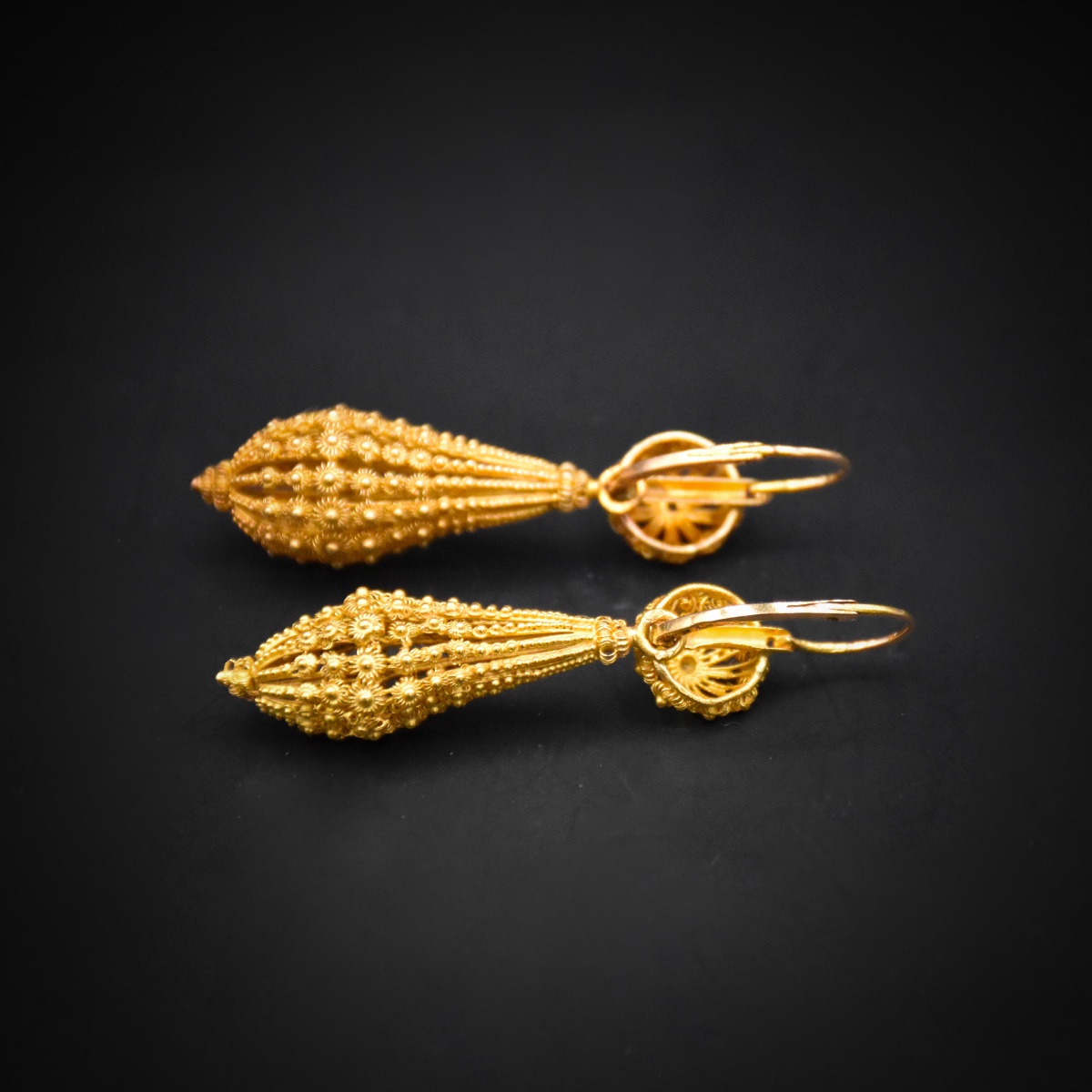 Pendants d’oreilles en cannetille et graineti d'or, Travail français entre 1819–1838-photo-3