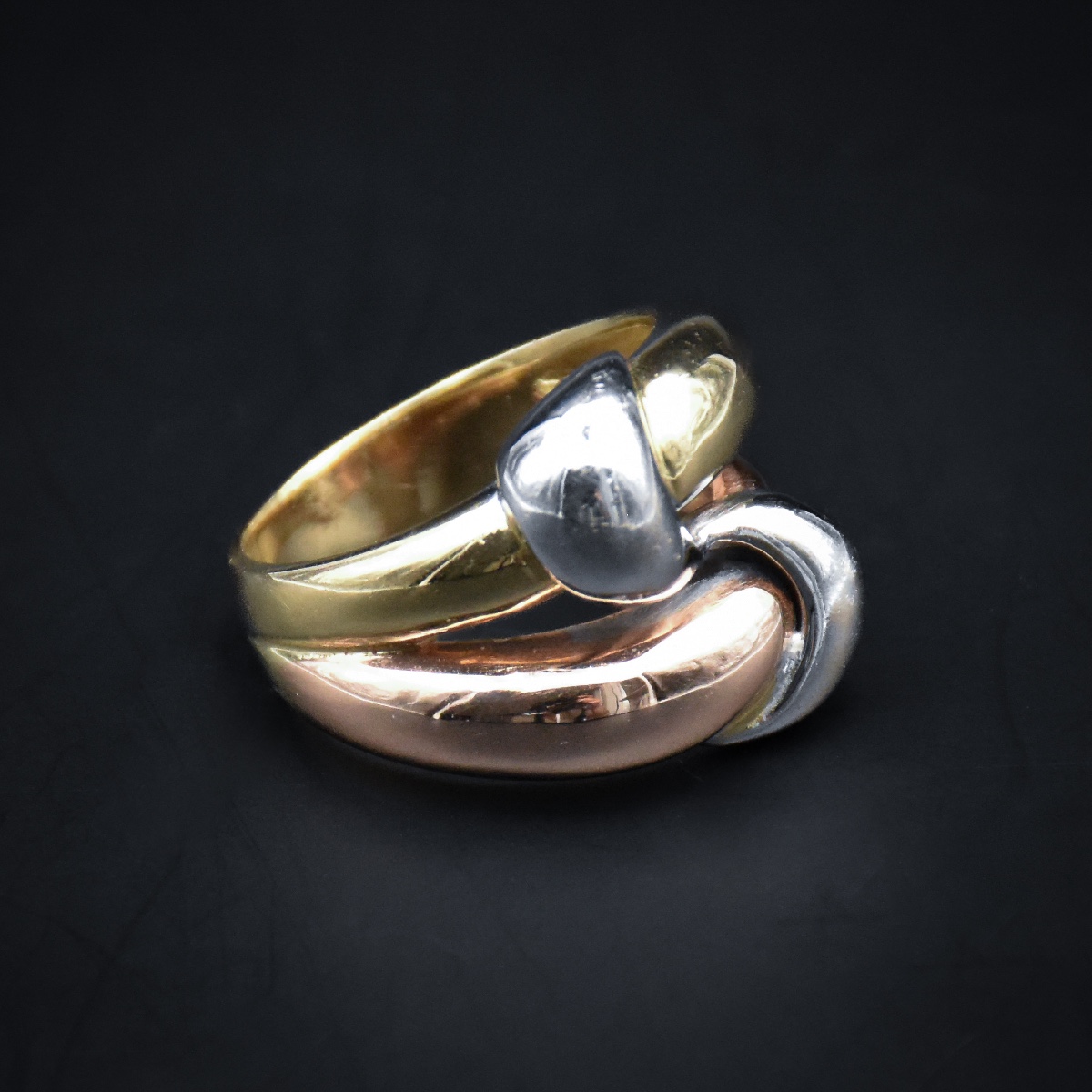 Bague trois ors entrelacés - Travail français contemporain-photo-3