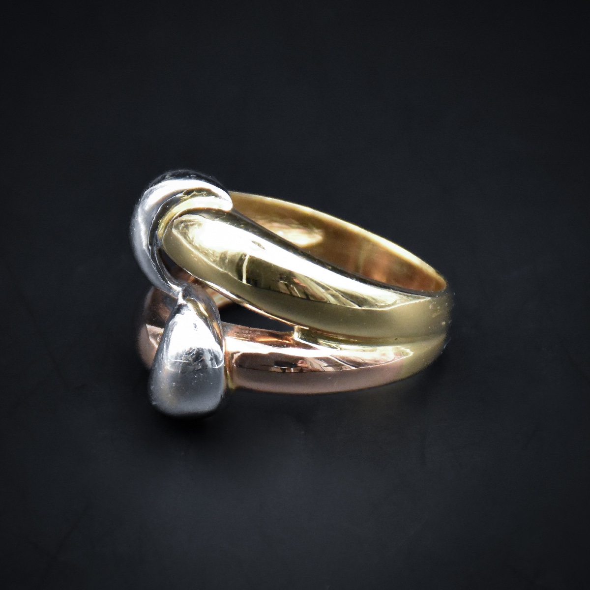 Bague trois ors entrelacés - Travail français contemporain-photo-4