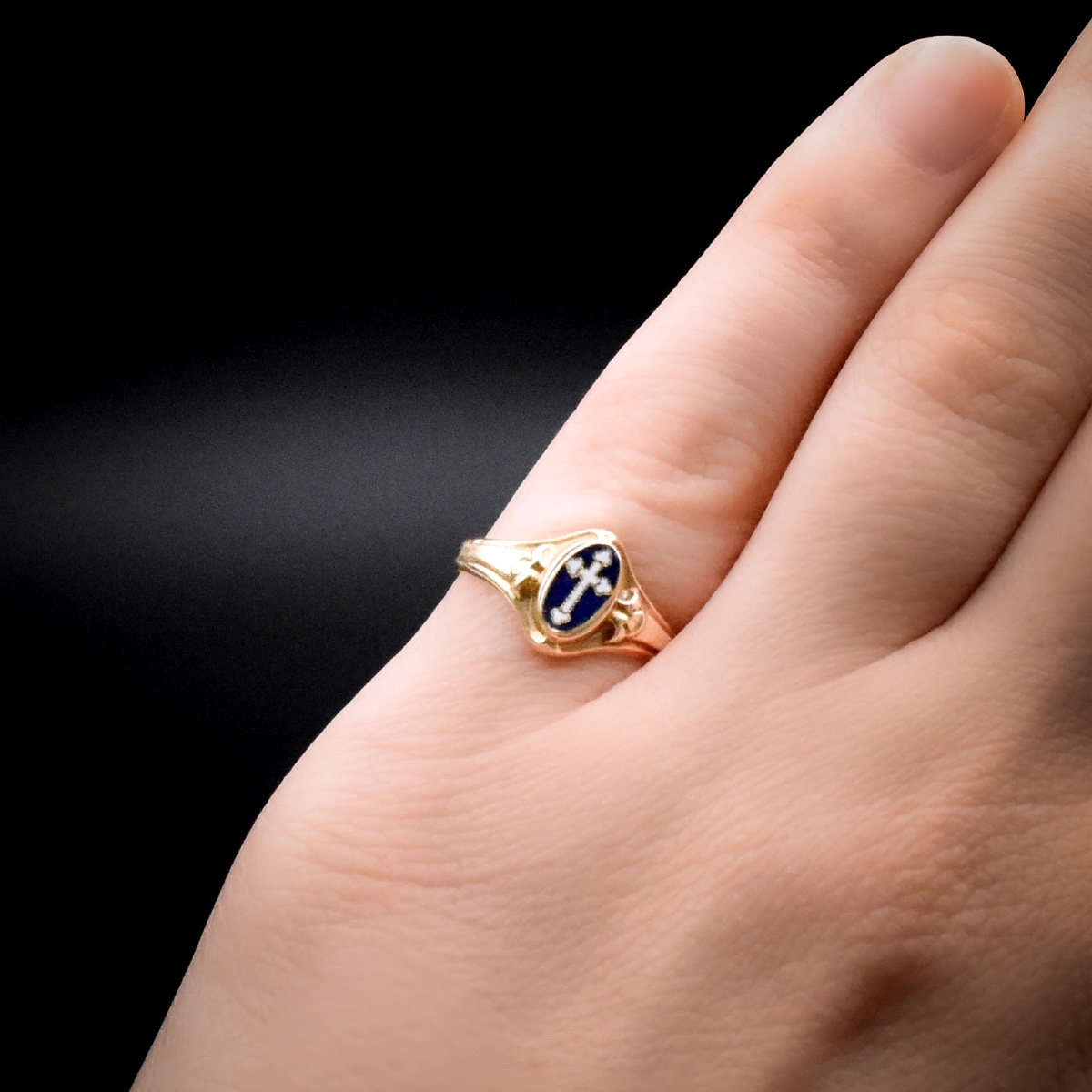 Bague croix émaillée - Travail français, fin XIXe siècle-photo-2