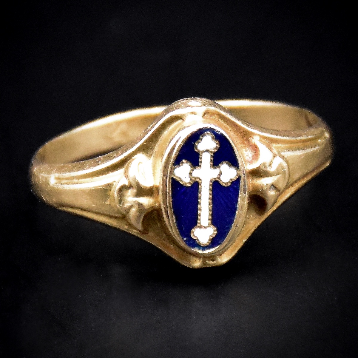 Bague croix émaillée - Travail français, fin XIXe siècle-photo-2