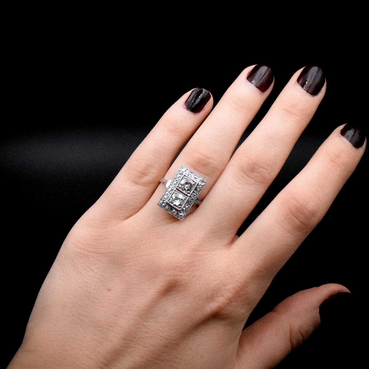 Bague Art Déco en diamants - Travail français vers 1930-photo-2