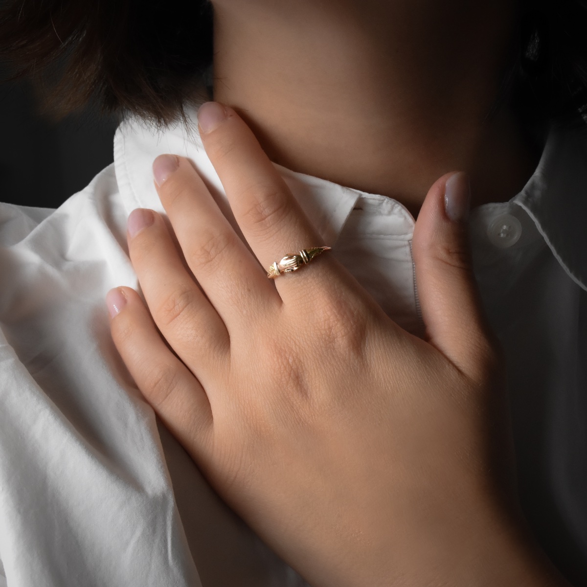 Bague « Fede » / Bague de foi en or rose et or vert 18 carats – Travail français, fin XIXe-photo-2