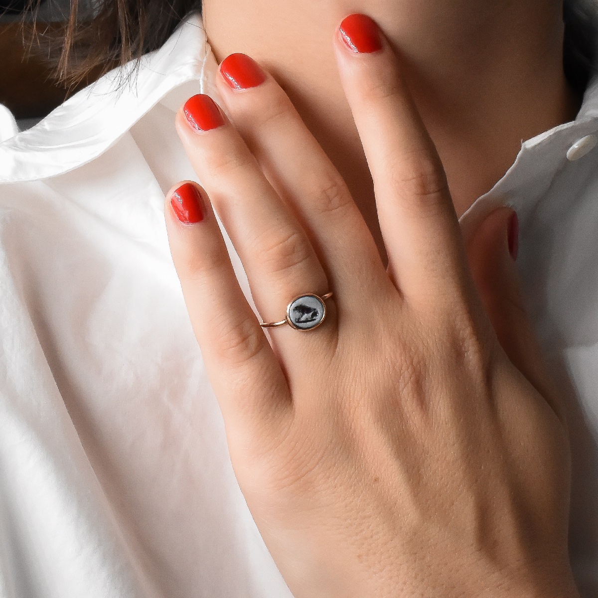 Bague intaille romaine au lion - Ier/IIe siècle-photo-4