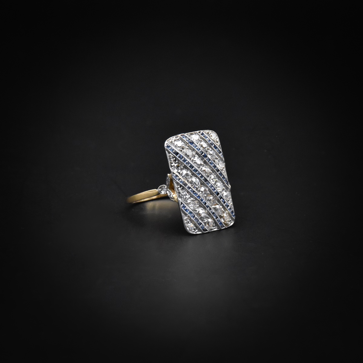 Bague en diamants et saphirs calibrés - Vers 1900-photo-3