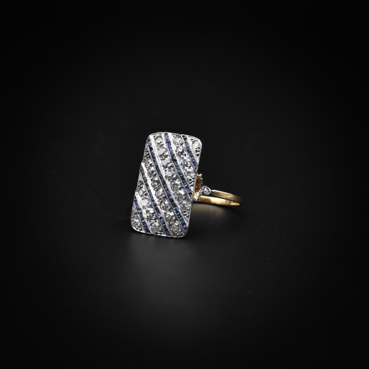Bague en diamants et saphirs calibrés - Vers 1900-photo-4