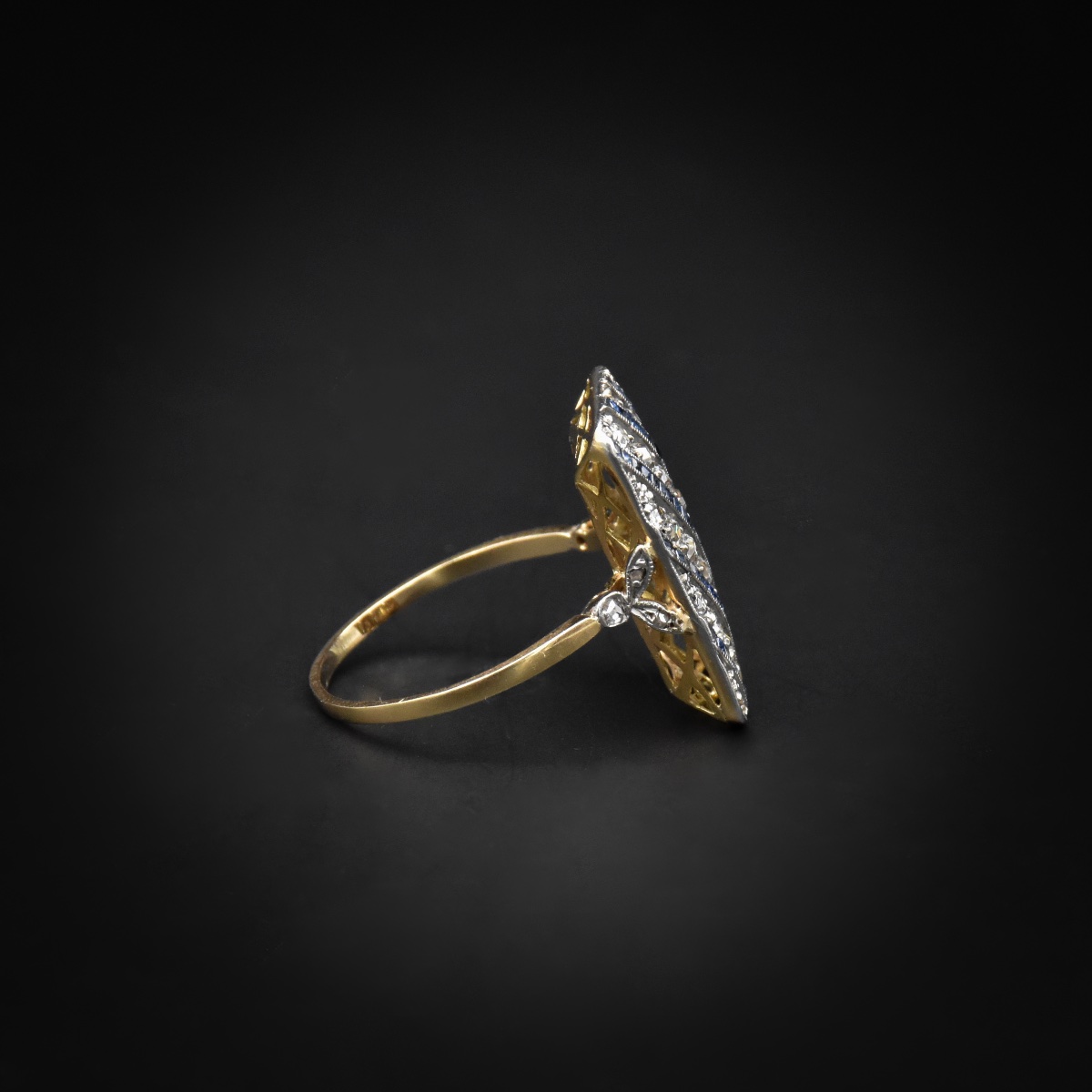 Bague en diamants et saphirs calibrés - Vers 1900-photo-2