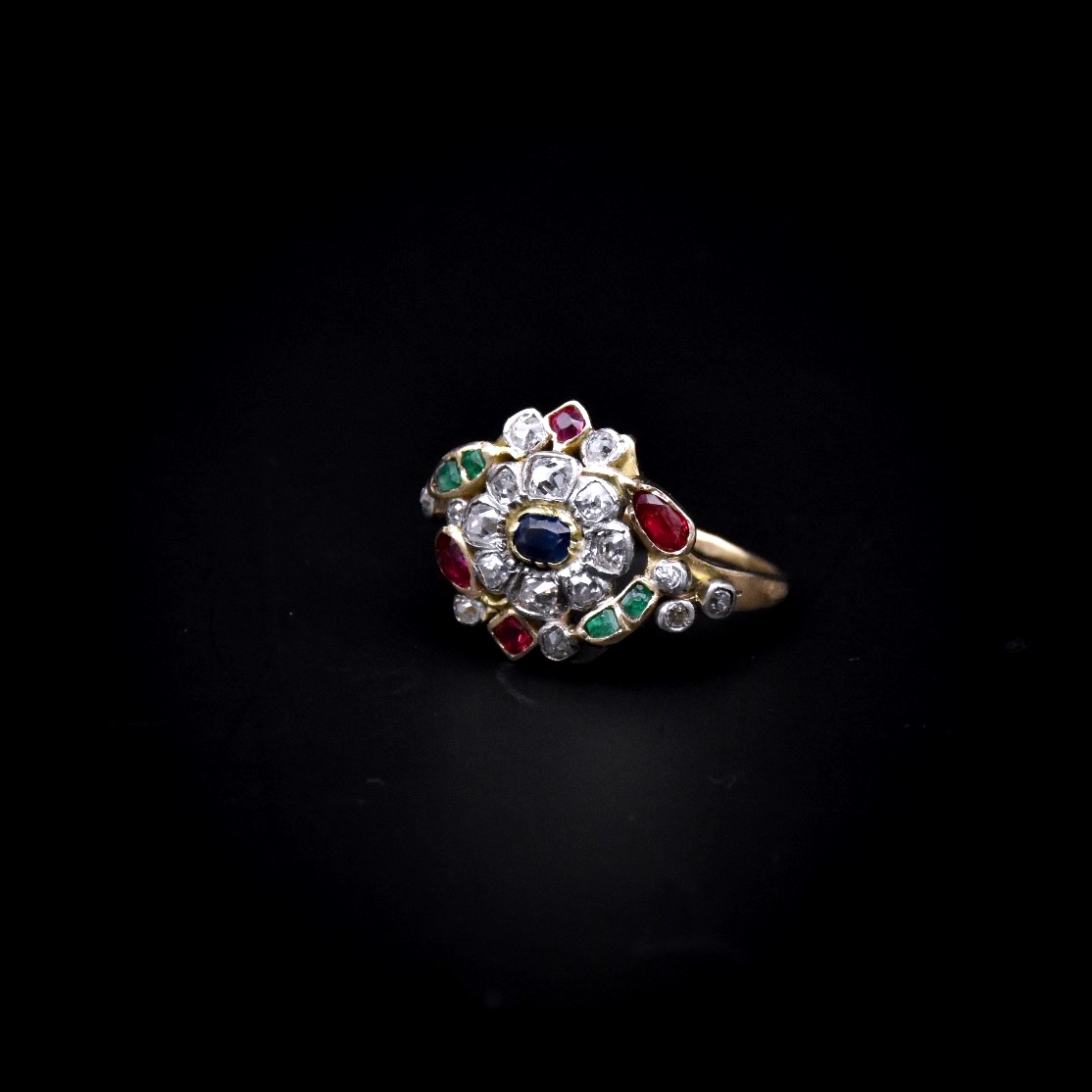 Giardinetti Ring With Diamonds, Rubies, Emeralds, And Sapphires – 19th Century-photo-3